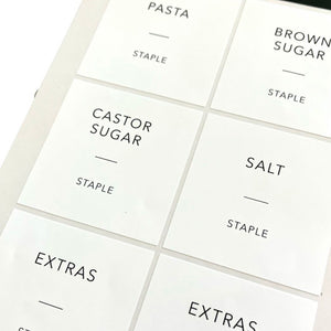 Set of 48 Pre Made Pantry Stickers - White