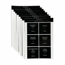 Load image into Gallery viewer, Set of 48 Pre Made Pantry Stickers - Black