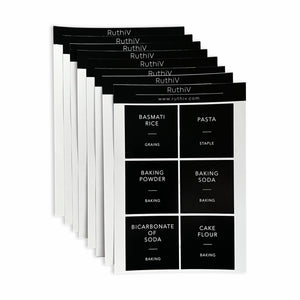 Set of 48 Pre Made Pantry Stickers - Black