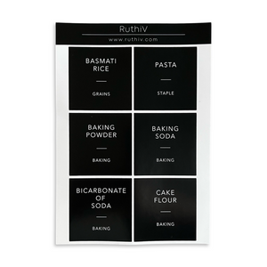 Set of 48 Pre Made Pantry Stickers - Black