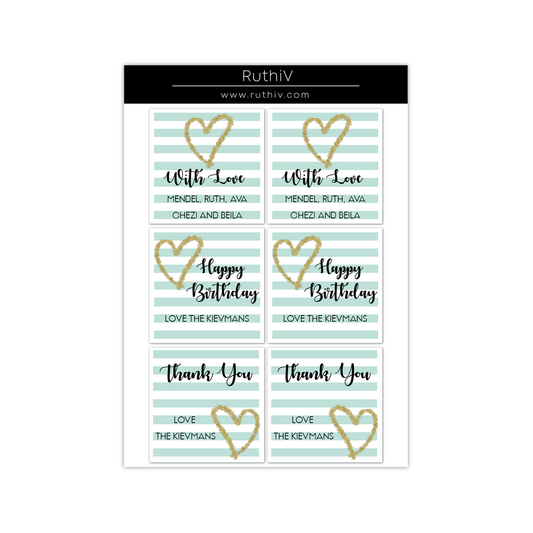 Gold Heart Gift Stickers