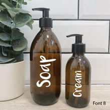 Load image into Gallery viewer, Set of 2 Customisable Amber Glass Bottle Black Lid