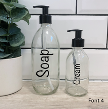 Load image into Gallery viewer, Set of 2 Customisable Glass Bottle Black Lid
