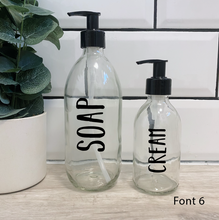 Load image into Gallery viewer, Set of 2 Customisable Glass Bottle Black Lid