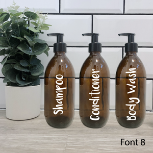 Set of 3 Customisable Amber Glass Bottle Black Lid