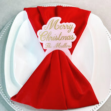Load image into Gallery viewer, Set of Custom Gold Christmas Napkin Rings on Frosted Acrylic