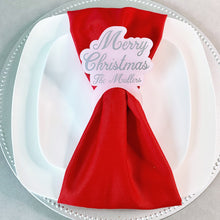 Load image into Gallery viewer, Set of Custom Silver Christmas Napkin Rings on Frosted Acrylic