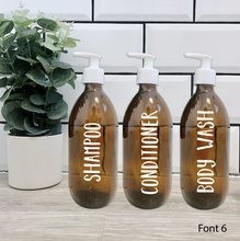 Load image into Gallery viewer, Set of 3 Customisable Amber Glass Bottle White Lid