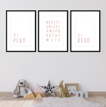 Load image into Gallery viewer, Digital Download. Lets Play ABC Lets Read Pink. Wall Art Printable