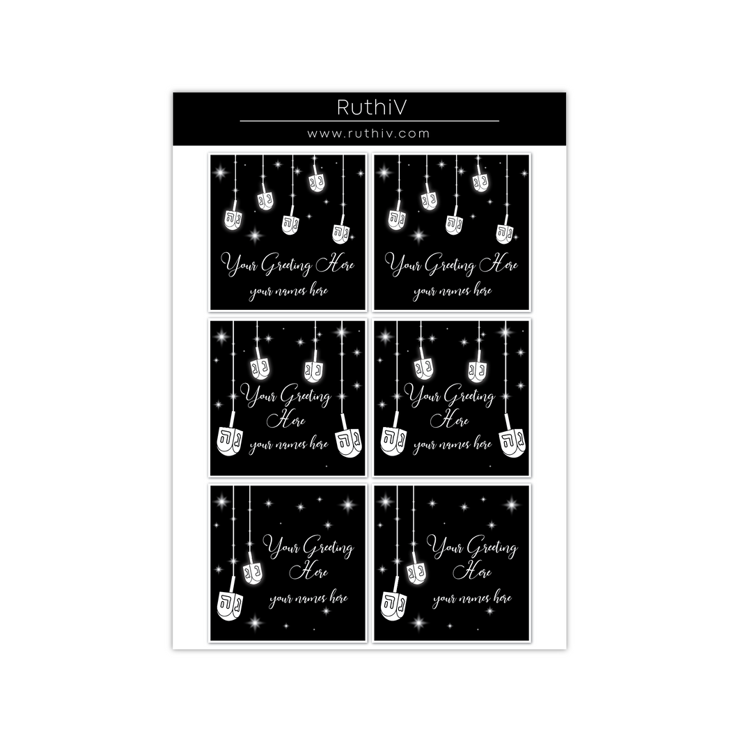 Chanukah Stickers Black