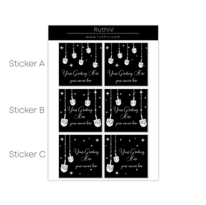 Chanukah Stickers Black