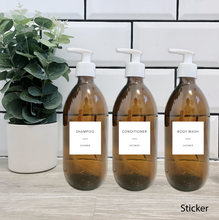 Load image into Gallery viewer, Set of 3 Customisable Amber Glass Bottle White Lid