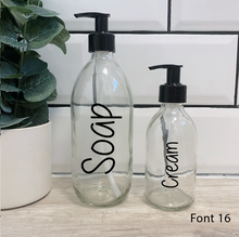 Load image into Gallery viewer, Set of 2 Customisable Glass Bottle Black Lid