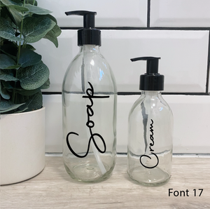 Set of 2 Customisable Glass Bottle Black Lid