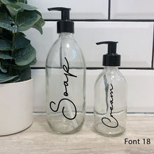 Load image into Gallery viewer, Set of 2 Customisable Glass Bottle Black Lid