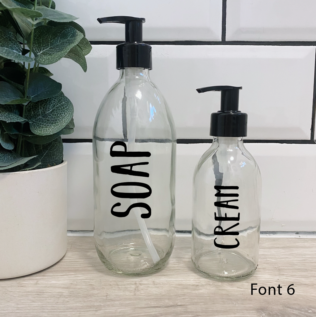 Set of 2 Customisable Glass Bottle Black Lid