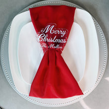 Load image into Gallery viewer, Set of Custom Silver Christmas Napkin Rings on Clear Acrylic