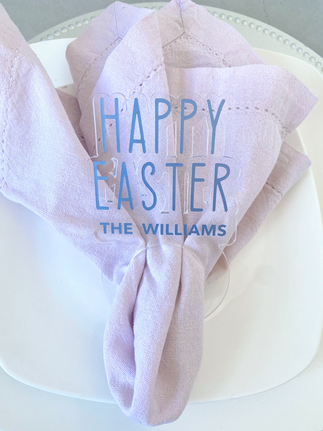 Custom Blue Easter Napkin Ring Set