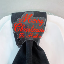 Load image into Gallery viewer, Set of Custom Red Christmas Napkin Rings on Clear Acrylic