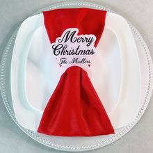 Load image into Gallery viewer, Set of Custom Black Christmas Napkin Rings on Frosted Acrylic