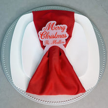 Load image into Gallery viewer, Set of Custom Red Christmas Napkin Rings on Frosted Acrylic